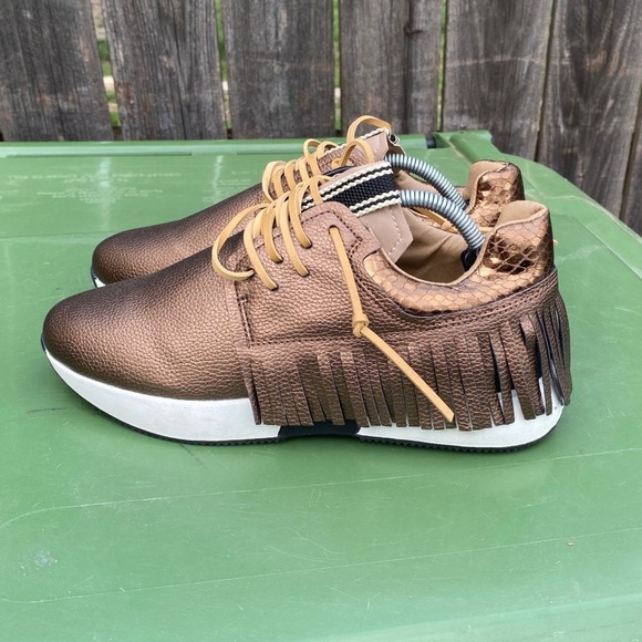 ShuShop Shoes - Shu Shop Pepa Bronze Metallic Fringe Platform Sneakers 229 Bronze 7.5